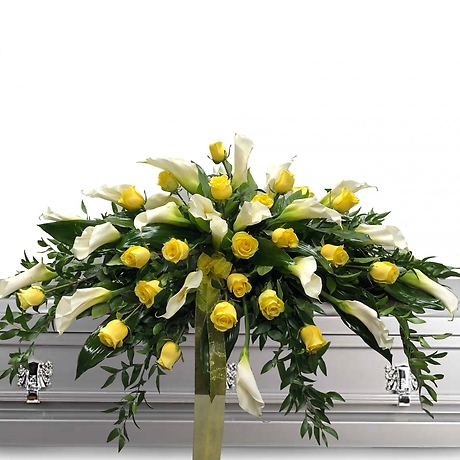 Yellow Rose and Calla Lily Casket Spray