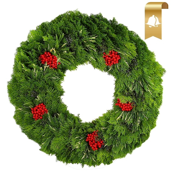32\" Joyful Juniper & Red Berry Oversized Wreath