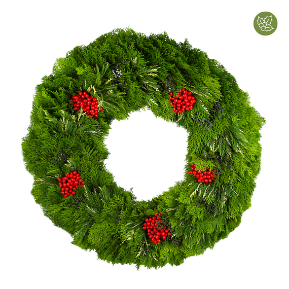 32\" Joyful Juniper & Red Berry Oversized Wreath