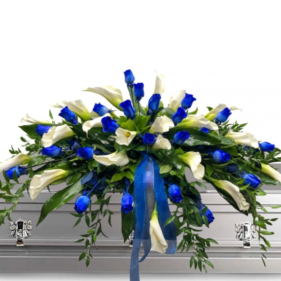 Blue Roses and Calla Lily Casket Spray