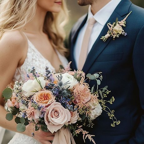 Beach Inspired Bouquet & Boutonniere Set
