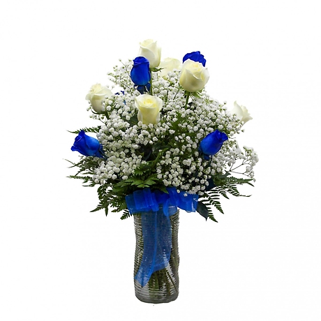 Classic Blue & White Roses