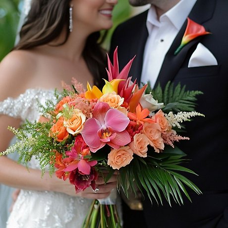 Tropical Bouquet & Boutonniere Set